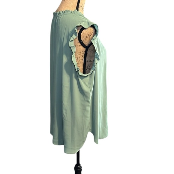 Loft Sage Green Ruffled Sleeve & Neck Blouse - Picture 3 of 7